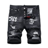 DSQ2 Short Jeans Ripped Patch Slim-fit Stretch Denim Shorts